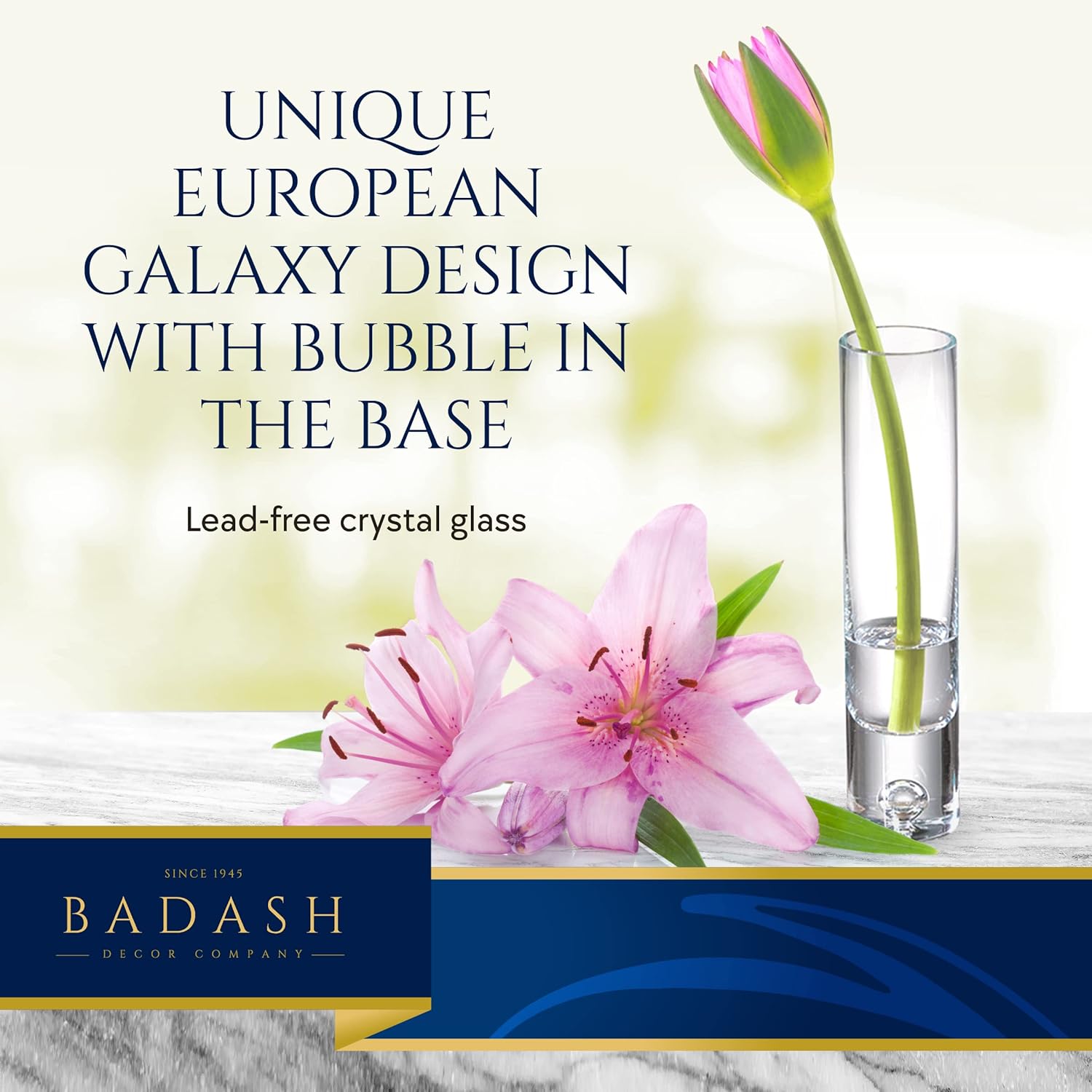 Badash Galaxy Bud Vase - 8.5” Lead-Free Crystal Glass Table Centerpiece Décor