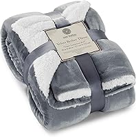 Vista 72 de Genteele Manta de Tiro Sherpa Súper Suave Reversible Ultra Lujosa de Felpa, 40 x 50 pulgadas, Negro/Gris