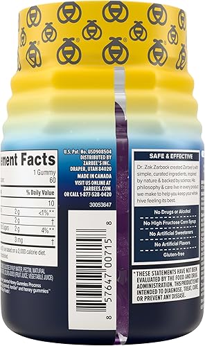 Miniatura 8 de Zarbees Gomitas de melatonina suplemento para dormir de 3 mg para promover un sueño tranquilo sabor natural de frutas mixtas gomitas de adultos de