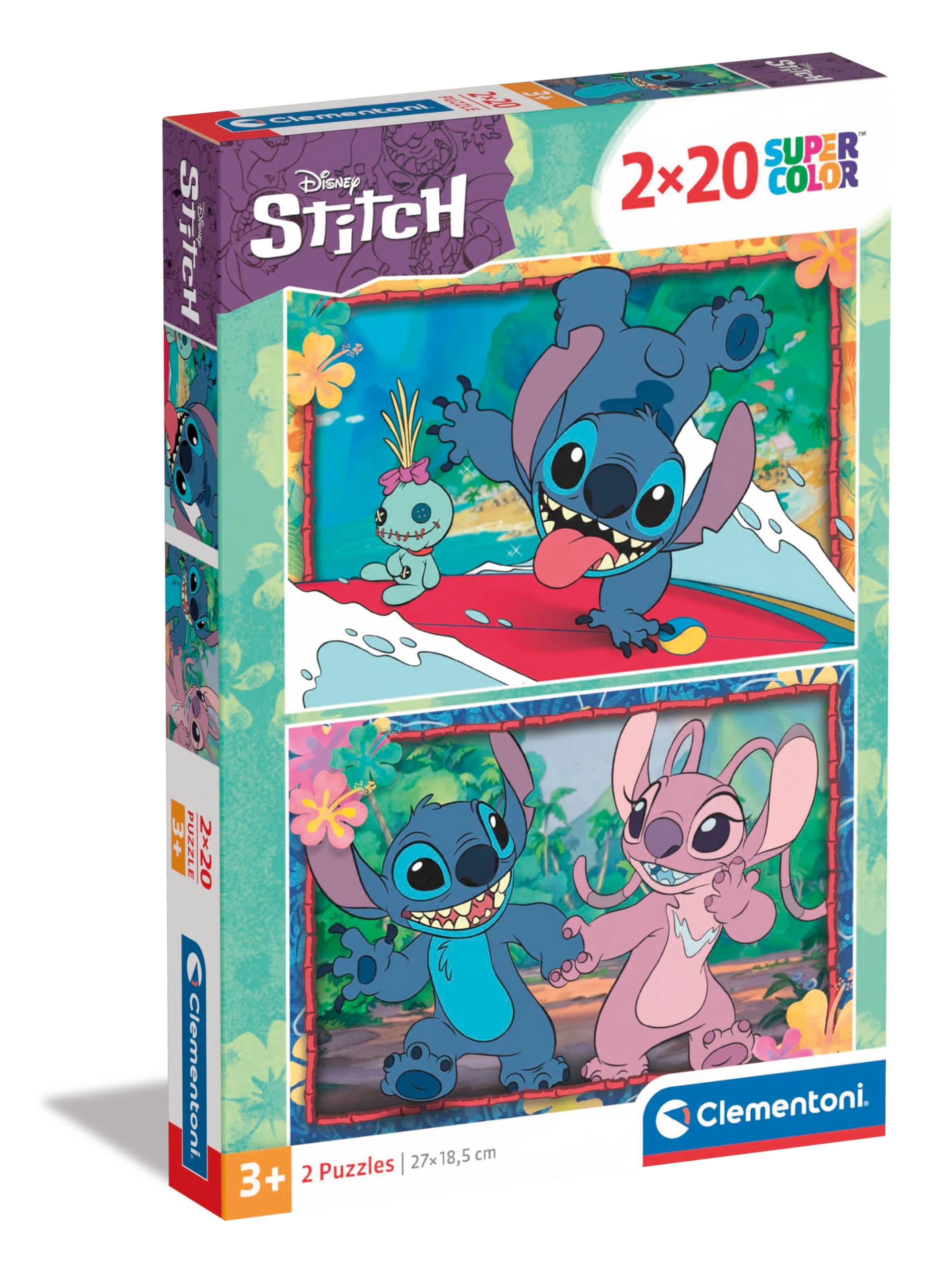 Clementoni Stitch Kinder Puzzle 2 x 20 Teile - Stitch 27 x 19 cm für Kinder ab 3 Jahre - Geschicklichkeitsspiel von Clementoni 24809