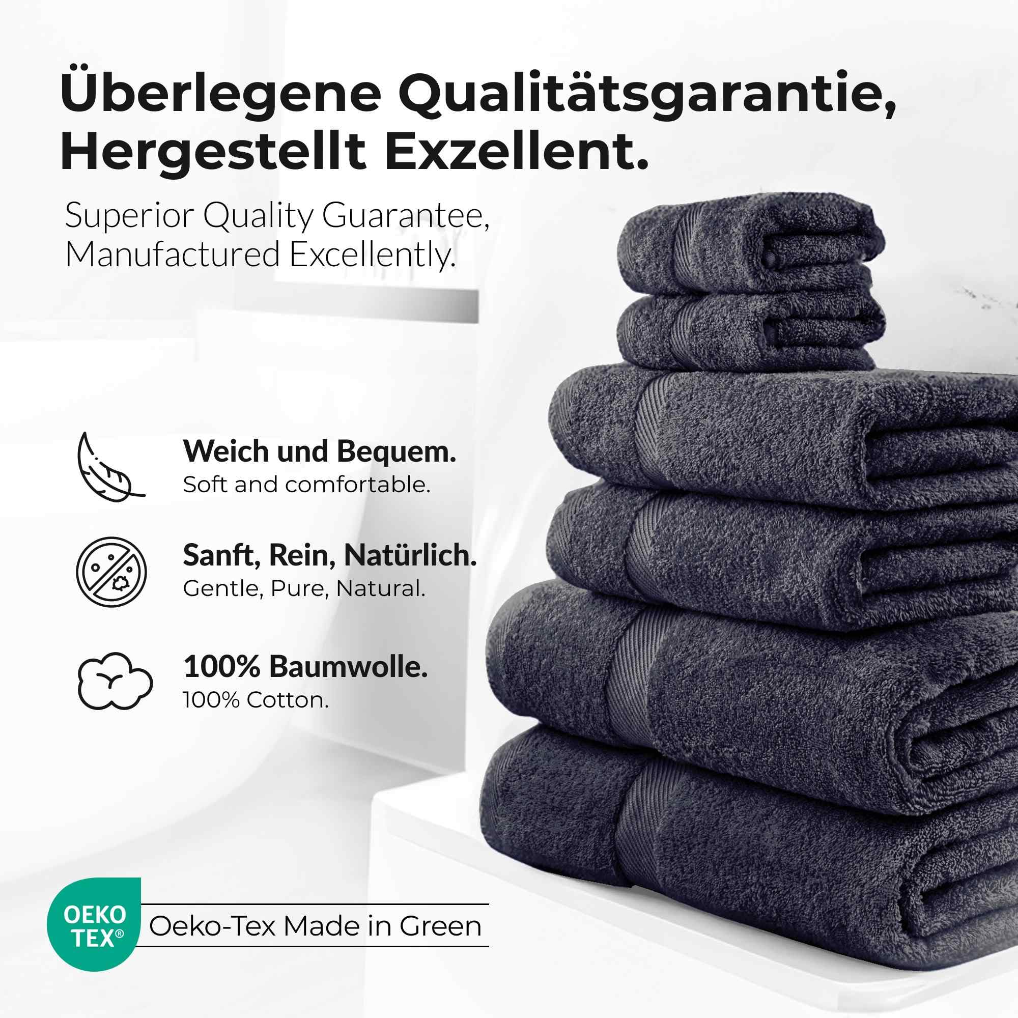etérea Carli Handtuch Set 6-tlg Frottee 500 g/m² saugstark – Graphit