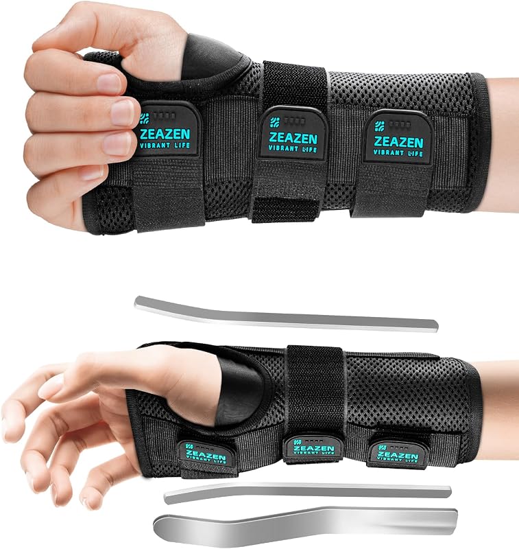 Wrist Brace for Carpal Tunnel, Adjustable Night Support with Splint | Metal Splint Stabilization for Tendonitis, Arthritis and Sprains; Adjustable Fit for Comfortable Day and Night Wear