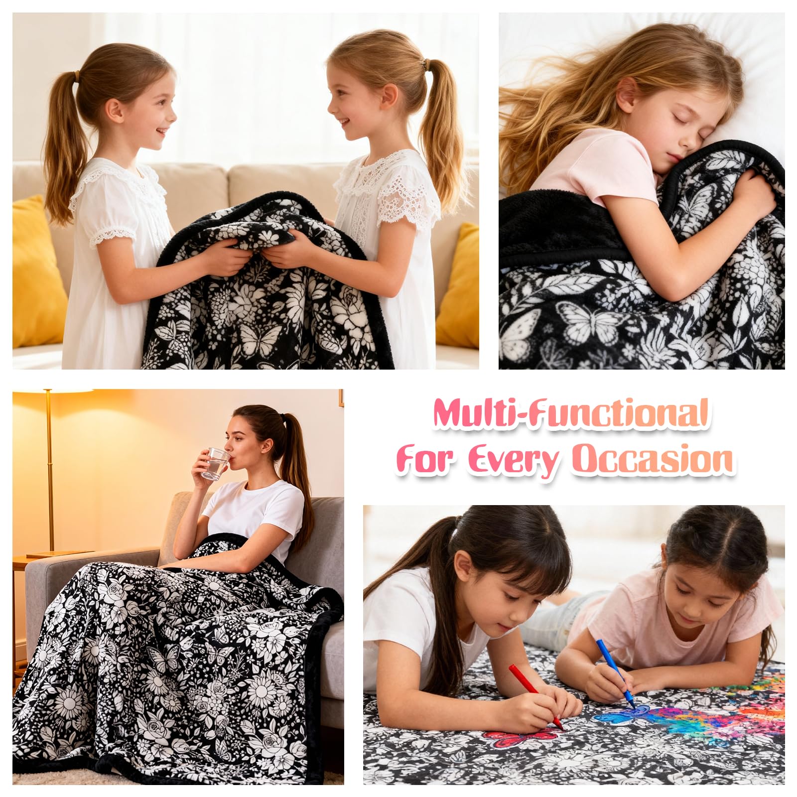 DIY Maldecke 50*60 Inch, Wiederverwendbare Painting Blanket Coloring Blanket mit 24 Farben Pinsel Persönliche Einzelstück zum Selbstgestalten für Erwachsene Kreative Personalisierte Geburtsta
