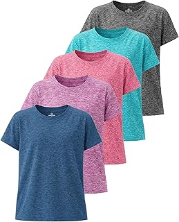5-Pack Girls Dry-Fit Short Sleeve Athletic Crew Neck Tees