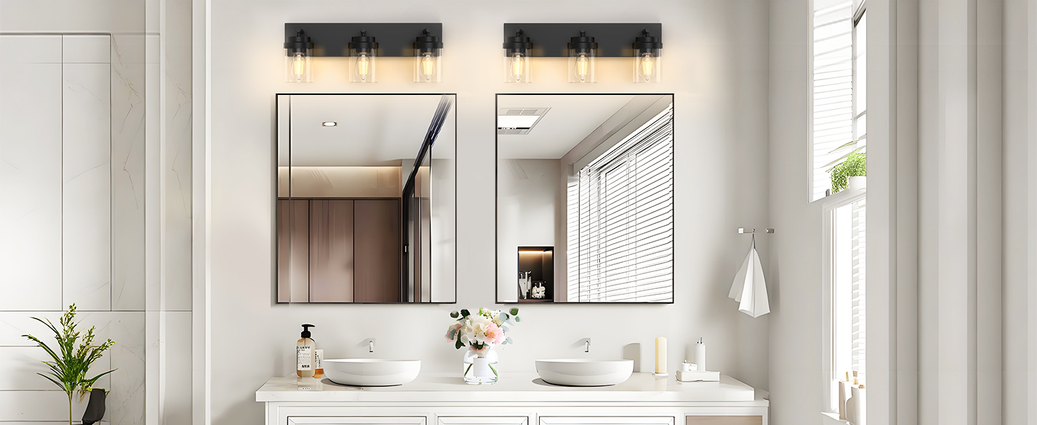 Image of IZORRO Bathroom Vanity Light Fixture, 2-Light 15 Inch Matte Black Bathroom Light Fixtures Over Mirror, with White Glass Shade, Modern Farmhouse Vanity Lights, Rustic Restroom Lighting Fixtures
