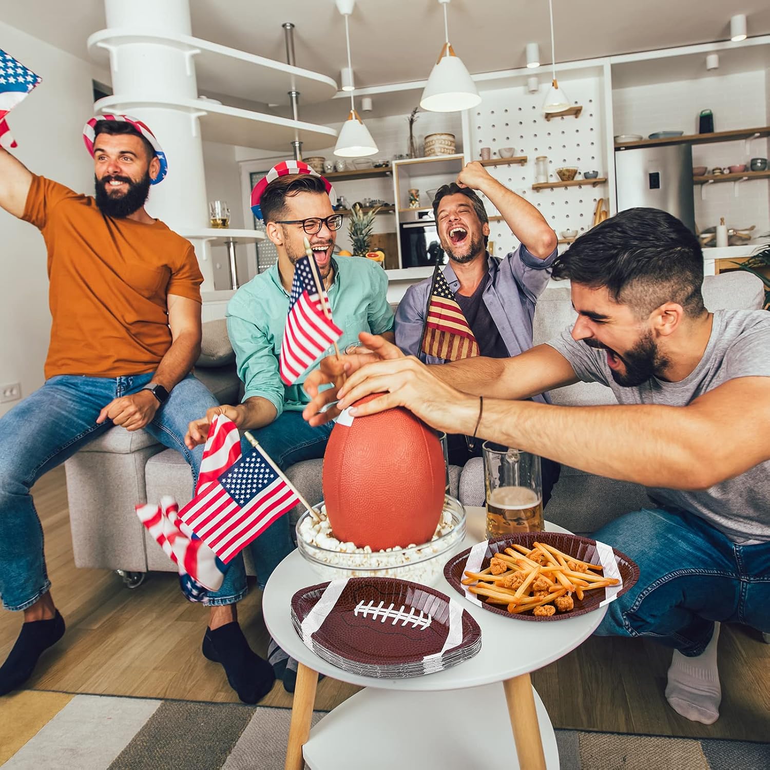 durony 50 Pieces Football Paper Plates Disposable Football Shaped Plates Football Party Supplies Serving Trays for Sports Game Birthday Party and Football Game Day Decorations, 11.5 x7.5 Inch - Image 7