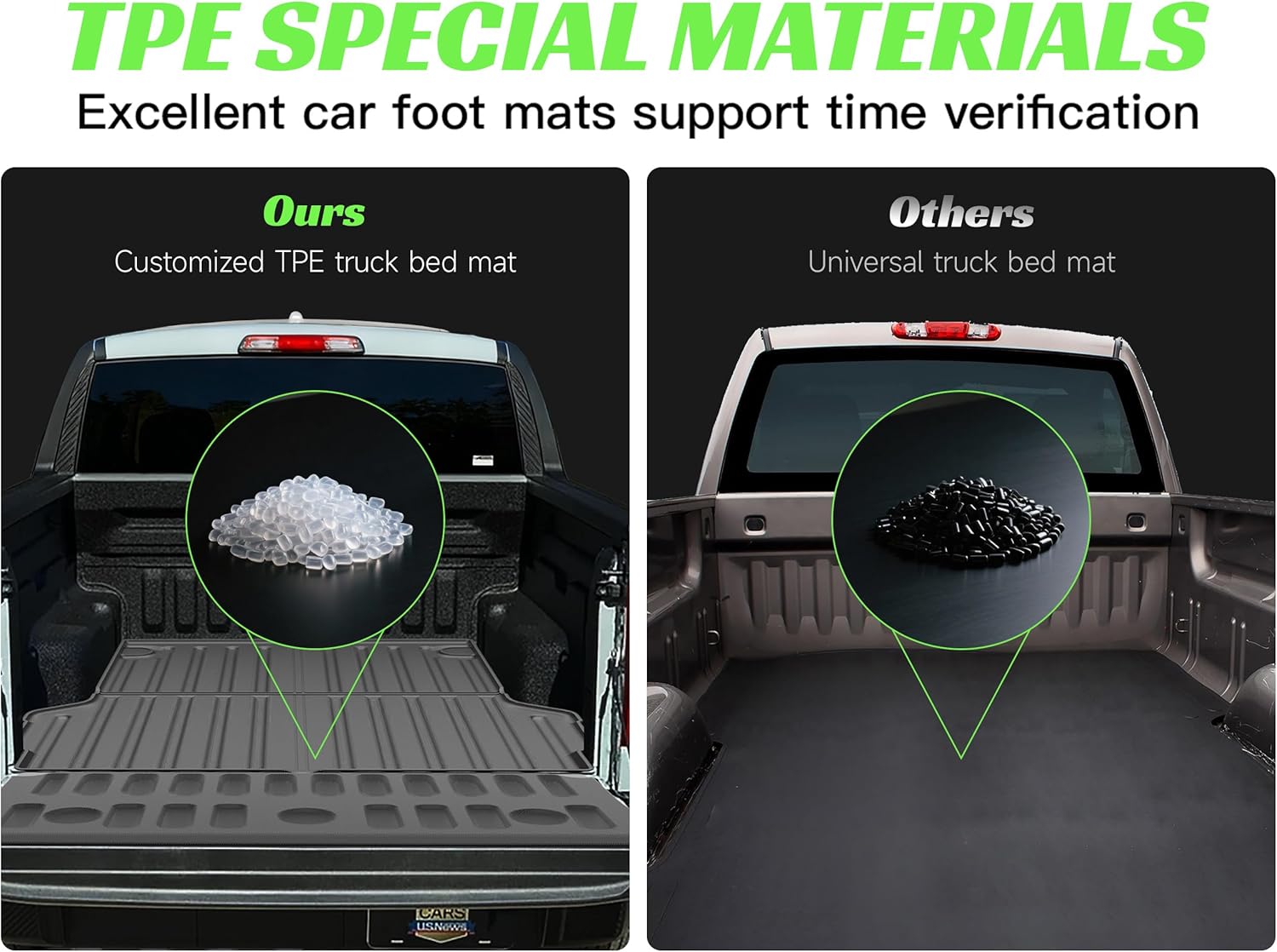 Truck Bed Mat for Ford Maverick 2022-2024 2025 Hybrid & Gasoline (4.5FT, 54.4"), All Weather Protection TPE Heavy Duty Truck Accessories,Rubber Truck Bed Liner,Black