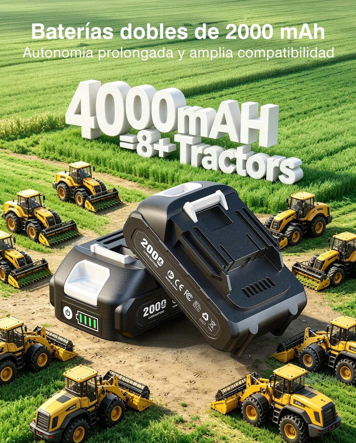 TaskStar 12000 PSI Engrasadora Batería: Kit de engrasadora 2 en 1 con 2 baterías, Manguera de 122 cm, acoplador de liberación rápida, Adaptador de 90°, luz LED, Ideal para Uso Industrial y agrícola