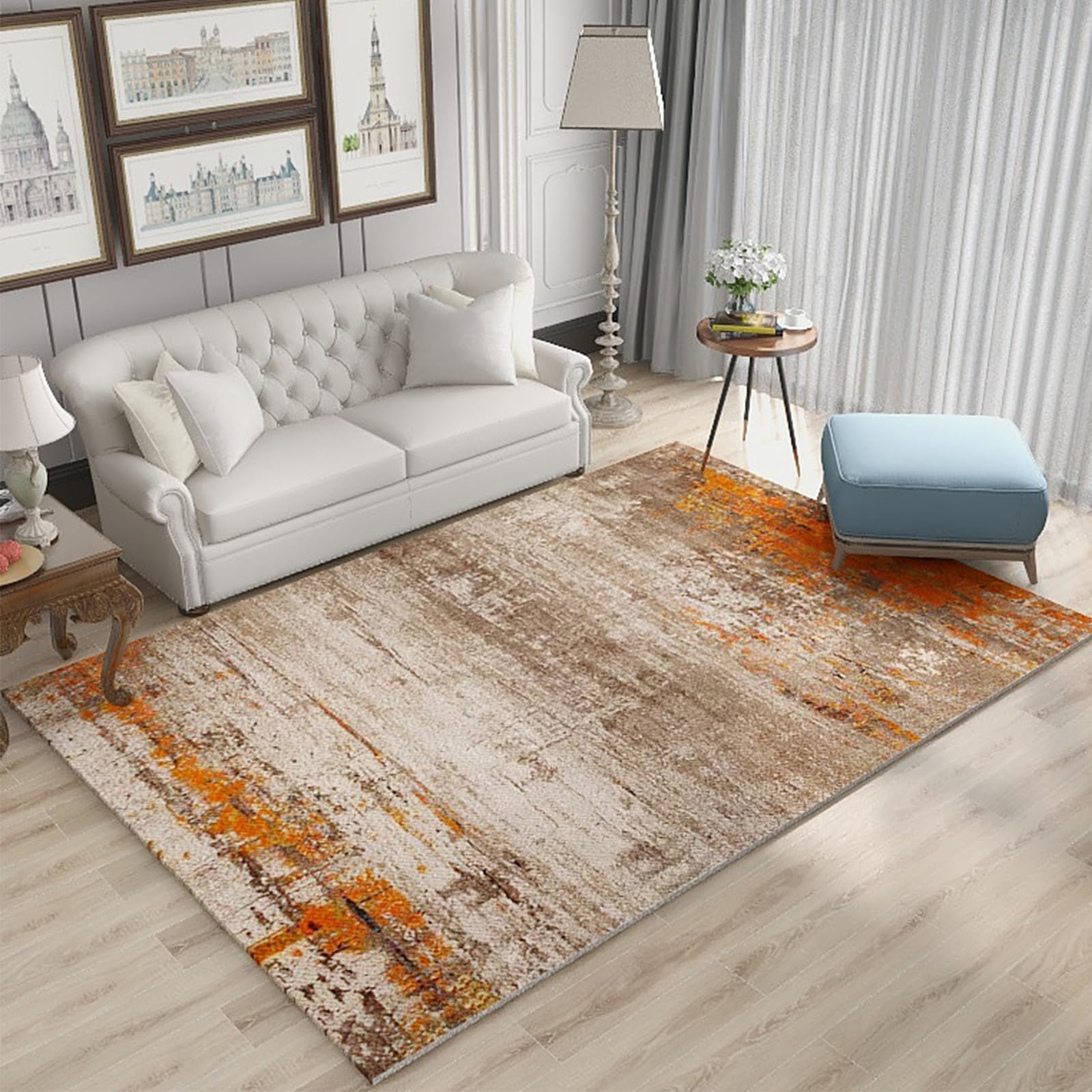 Tapis moderne abstrait 120x140 cm antidérapant pour chambre et couloir