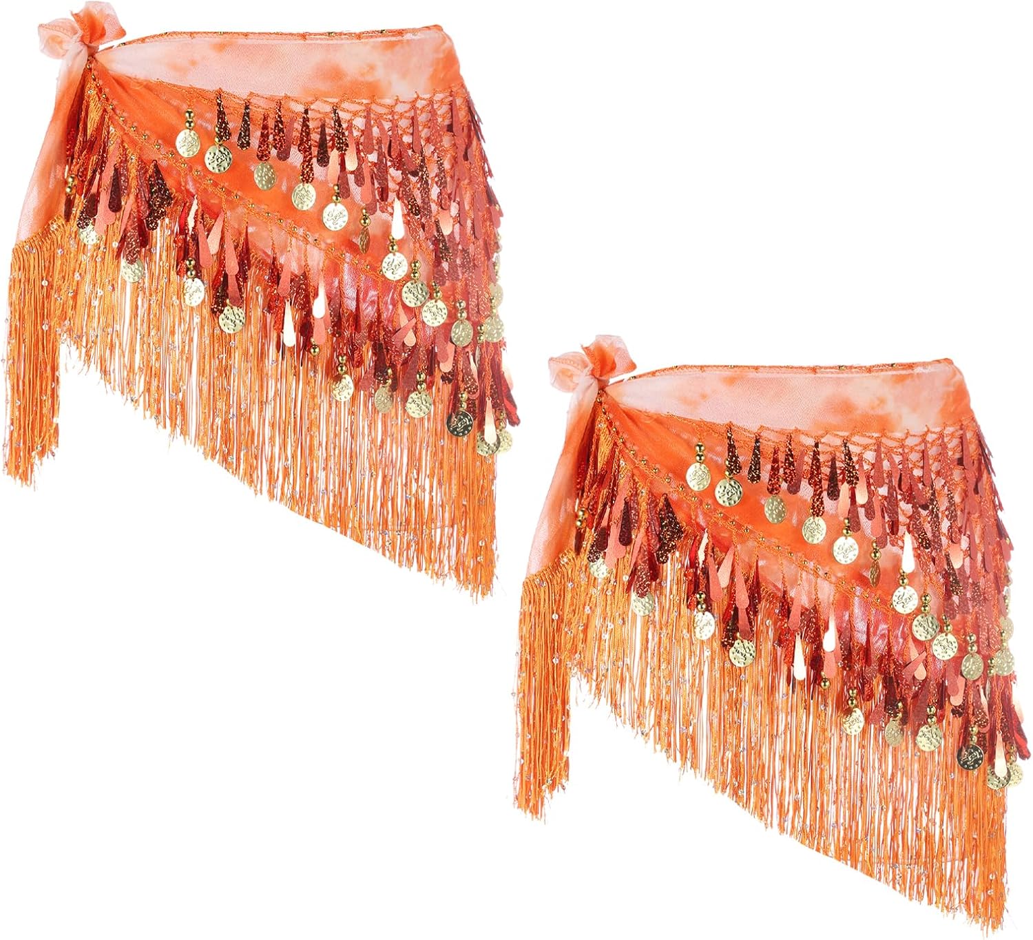 MECCANIXITY Belly Dance Hip Scarf Sequin Wrap Skirt for Girls