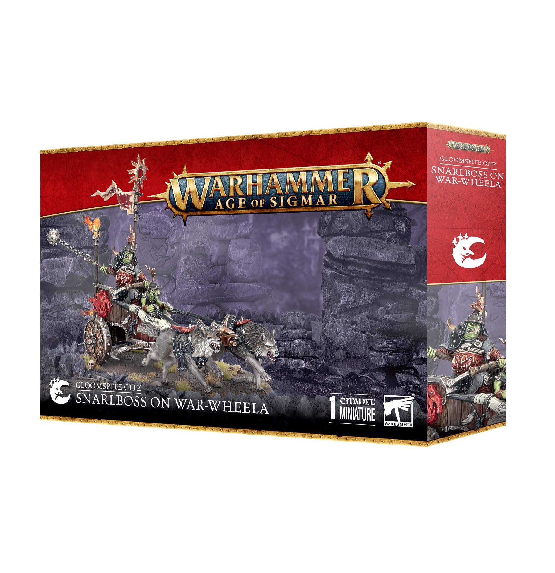 Warhammer - Age of Sigmar - Gloomspite Gitz: Snarlboss on War-Wheela (Games Workshop), Green