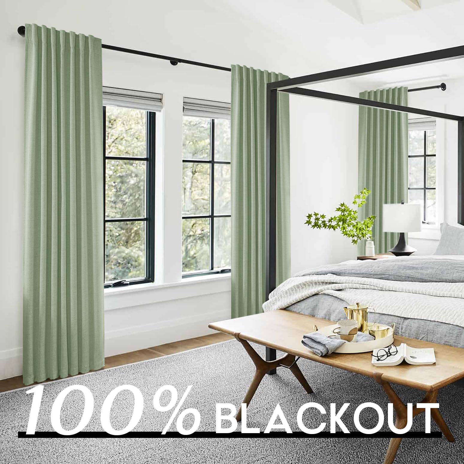 Amazon｜セージグリーンカーテン 長さ84インチ パネル2枚セット 春