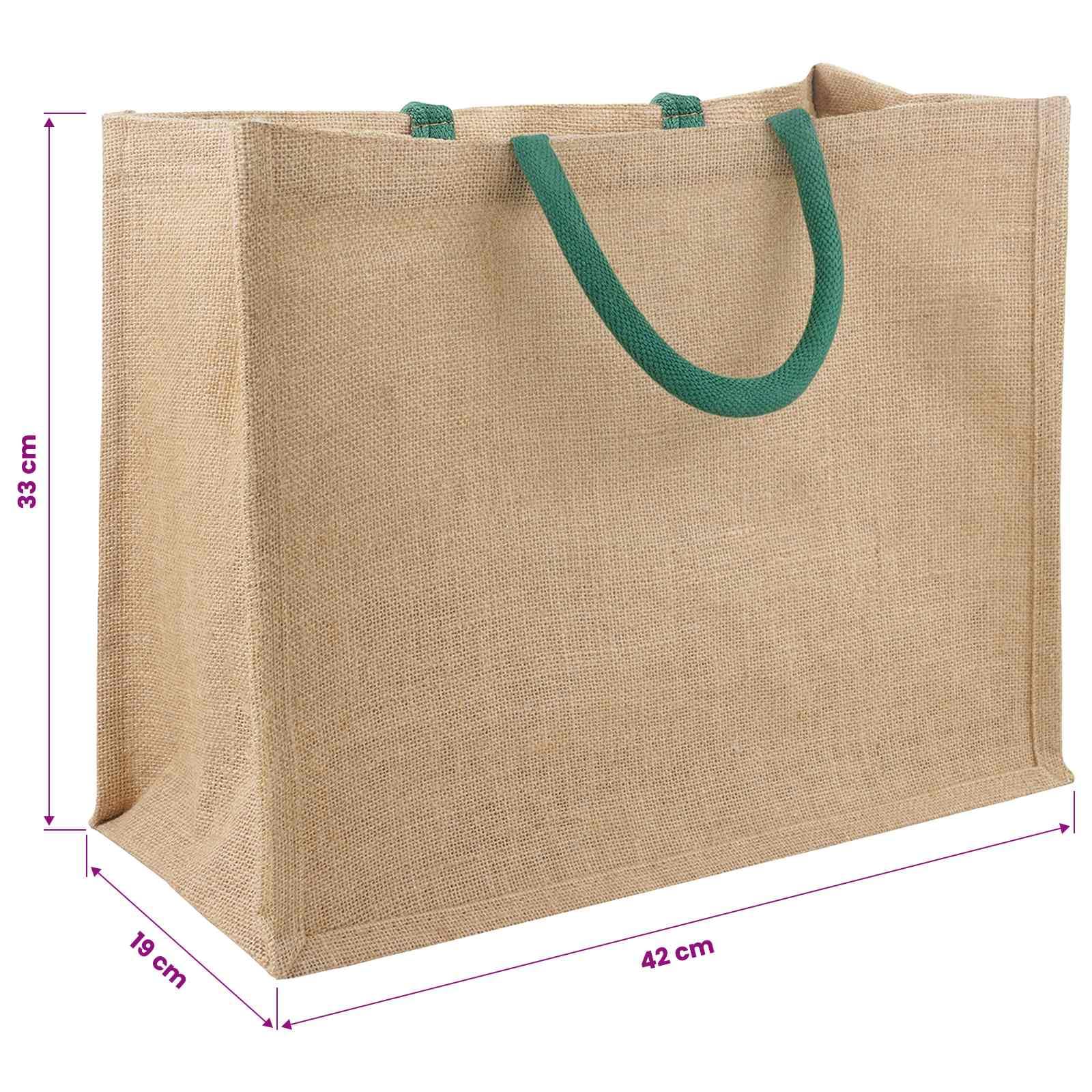 Zestaw 5 toreb na zakupy z juty, na co dzień i na zakupy, 26 x 22 x 14 cm, stabilna torba jutowa z laminowaną wyściółką wewnętrzną na zrównoważone wycieczki