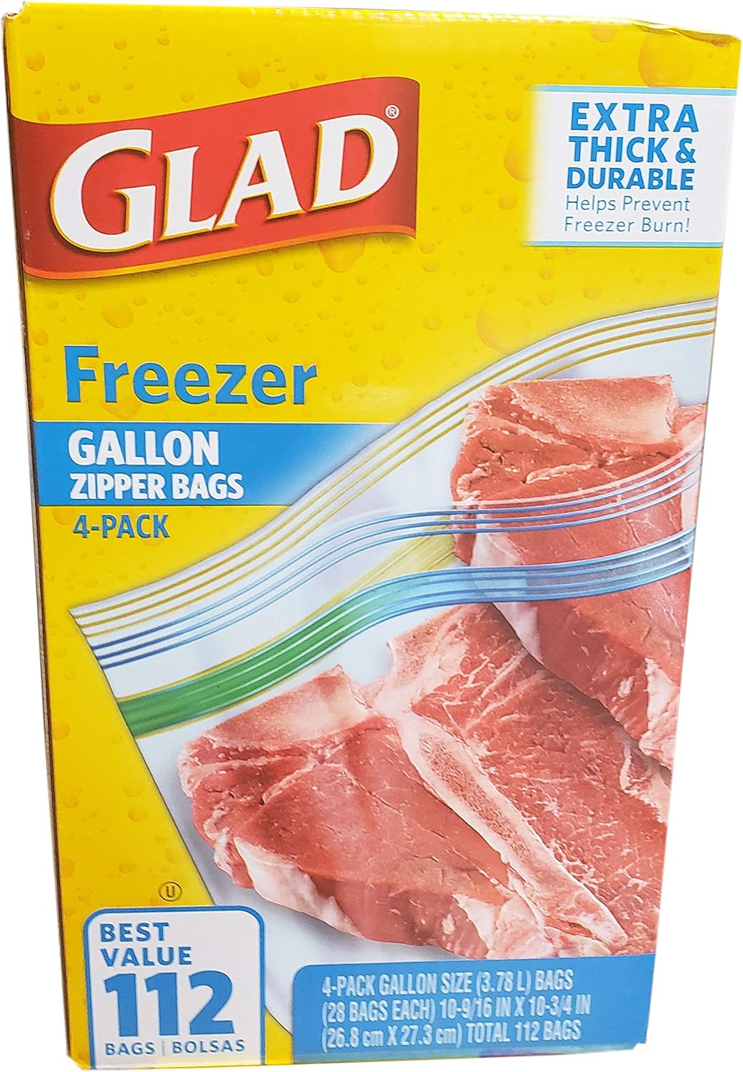 Glad Gallon Freezer Bags (4 Pack /28 Count Net Count 112), 112 Count