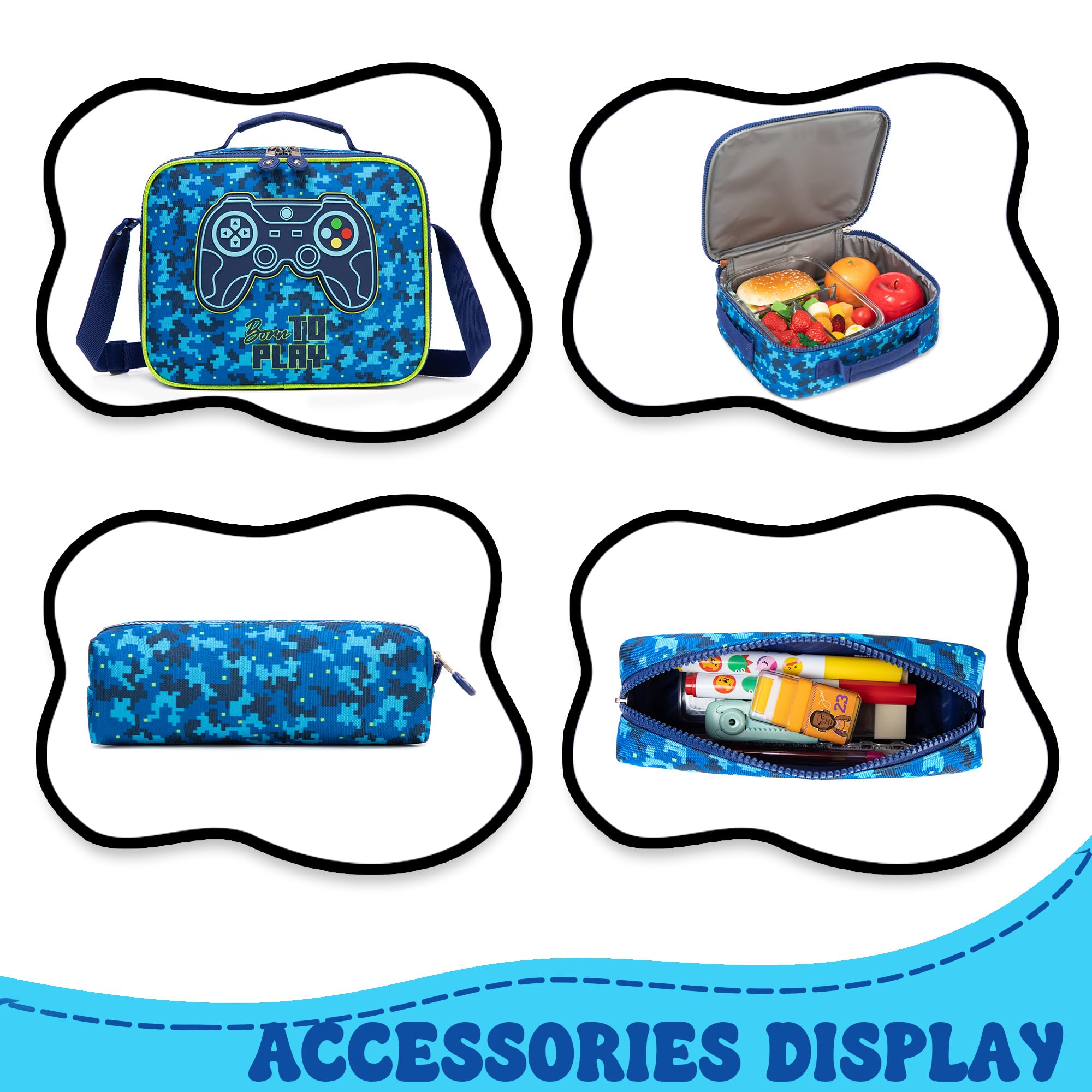 School Backpacks for Boys Backpack with Lunch Bag for Elmentary Students Kids Travel Bookbag for Boys Age 6-12