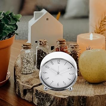 Silent round Metal Digital Alarm Clock 4 Inch with Iron and Glass for Bedside Table, Suitable for Room and Office, Featuring Silent Movement Design and Display
