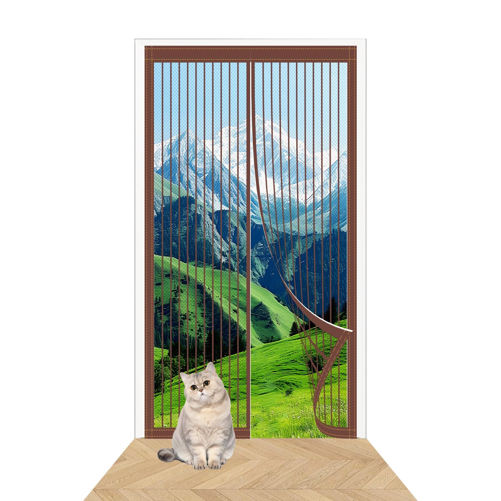 Mosquitera Magnética para Puerta 138 x 226 cm sin Taladrar Fácil de Instalar Mosquitera Puertas Mantiene El Aire Fresco para Puerta Del Balcón Puerta Patio, Marrón