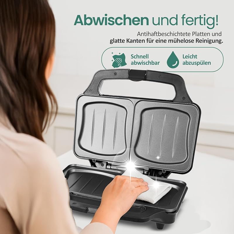 Emerio XXL szendvicssütő nagy kenyérhez, BPA-mentes, 900W, könnyen tisztítható