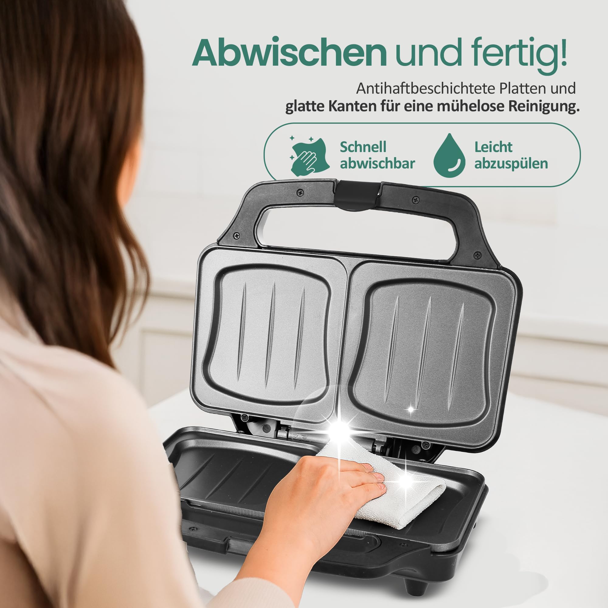 Emerio - Tostapane XXL adatto per toast di tutte le dimensioni, privo di BPA, forma a conchiglia, facile da pulire, il formaggio non cola, per la casa e il giardino, testato 03/2019, 900 Watt
