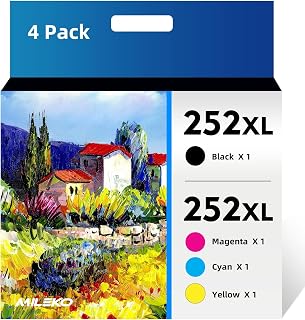 252XL Ink Cartridges Remanufactured for Epson 252 Ink Cartridges Remanufactured for Epson 252XL, 252 XL Works with Epson Workforce WF-3640 WF-7720 WF-3620 WF-7710 WF-7620 WF-7610 WF-7210(4 Packs)