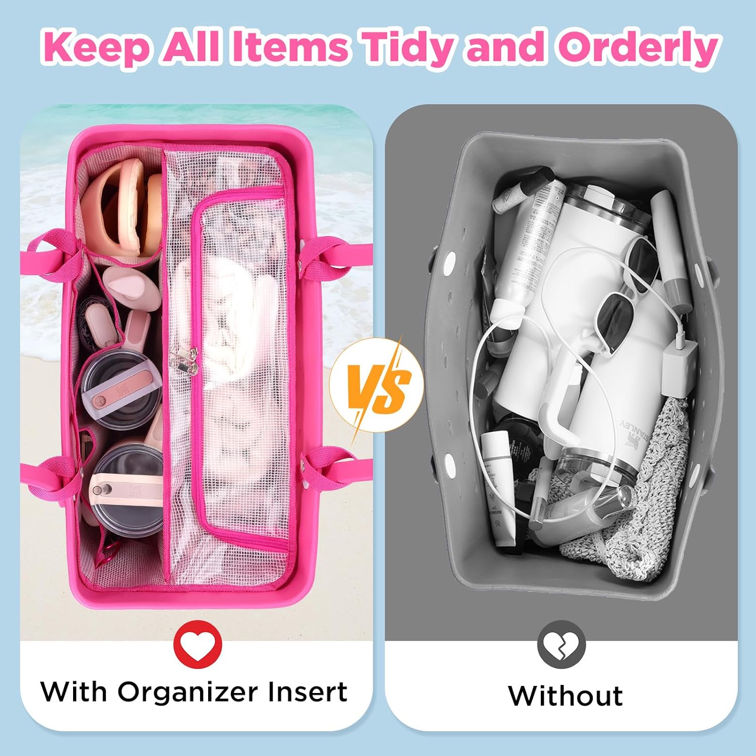OUTXE 2 Pack Bogg Bag Phone Holder Compatible with All Bogg Bags, Waterproof EVA Insert Divider Pouch for Original XL Bogg Bag Accessories, Organizing Rubber Tote Bag and Divide Space image 4