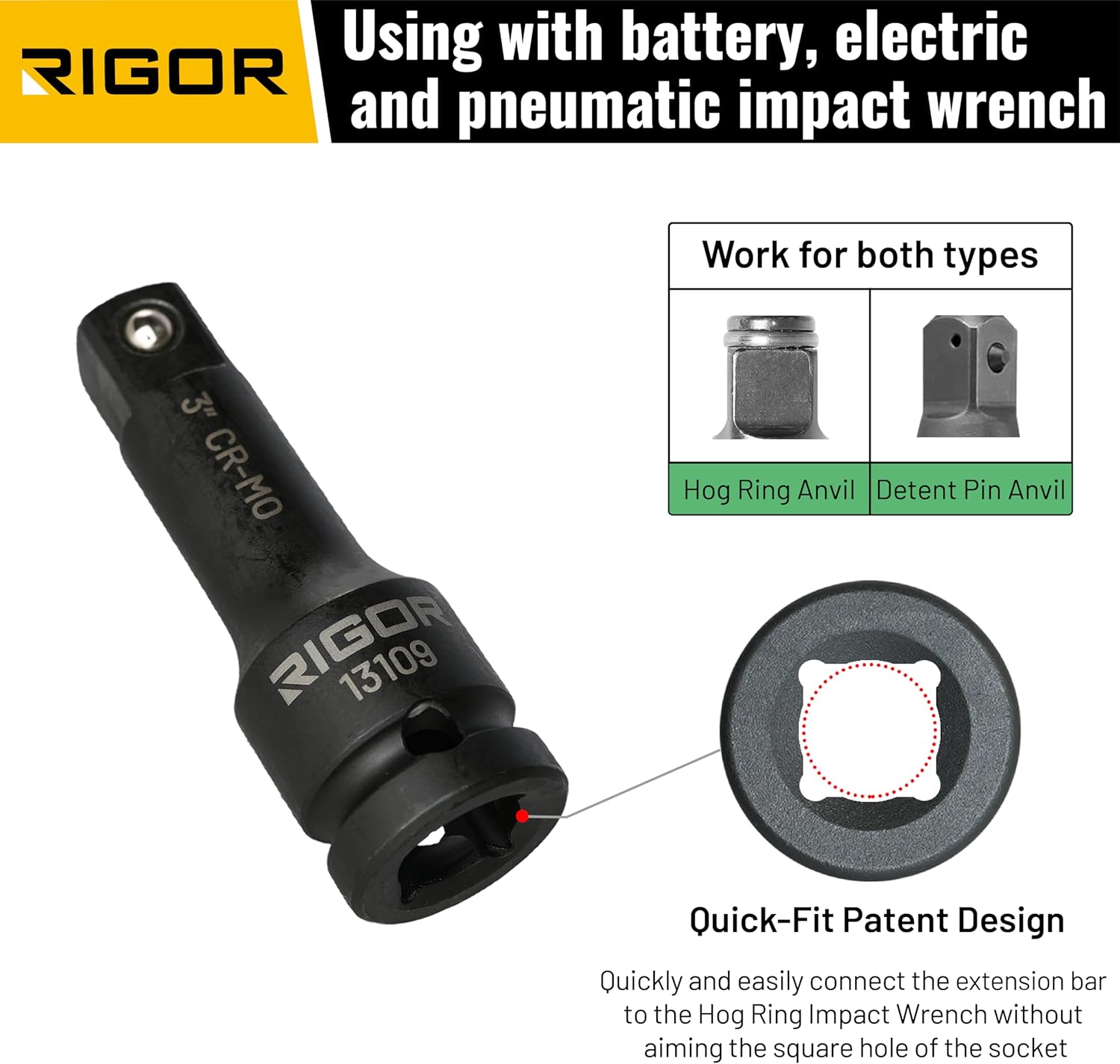 RIGOR 11002 30mm Axle Nut Impact Socket, 1/2-Inch Drive, bundled with the RIGOR 11386 5-Piece Wheel Lug Nut Flip Impact Socket Set.