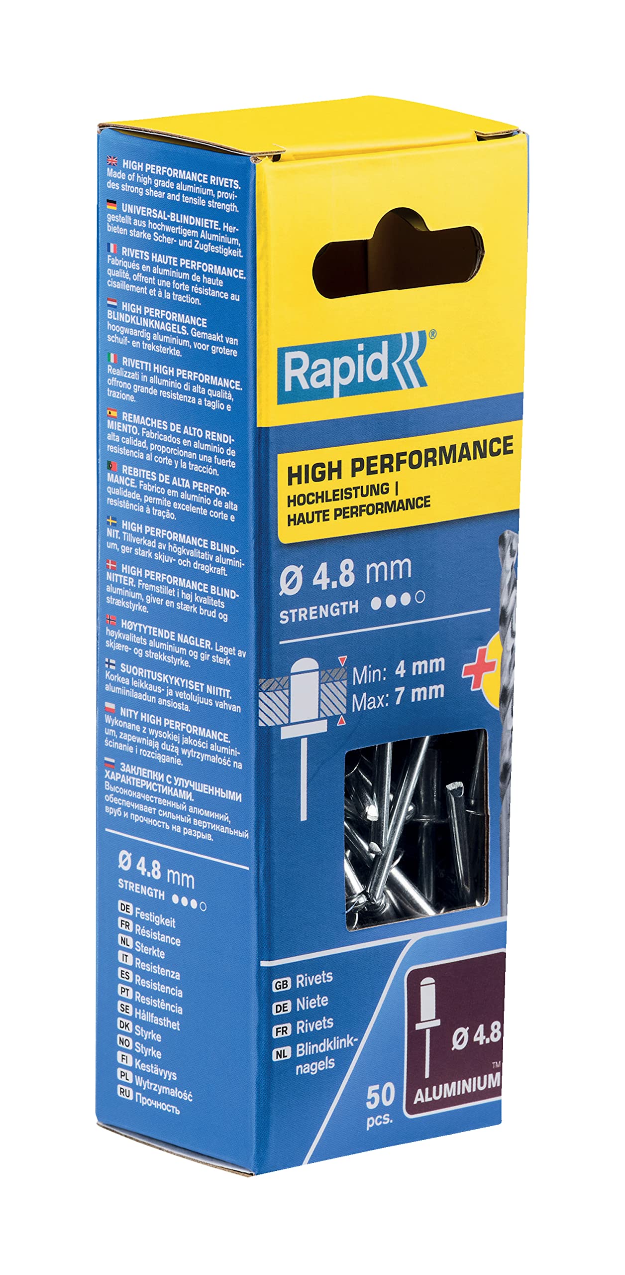 Rapid Rivets High Performance Including Drill Piece, 4.8 x 10 mm, 5000387-50 Pieces