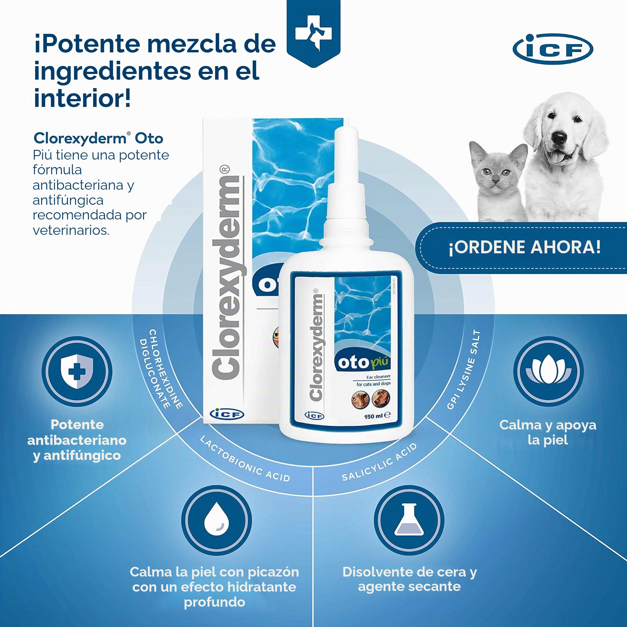 ICF Livisto Clorexyderm Oto PIU - Limpiador de oídos (2 x 150 ml)