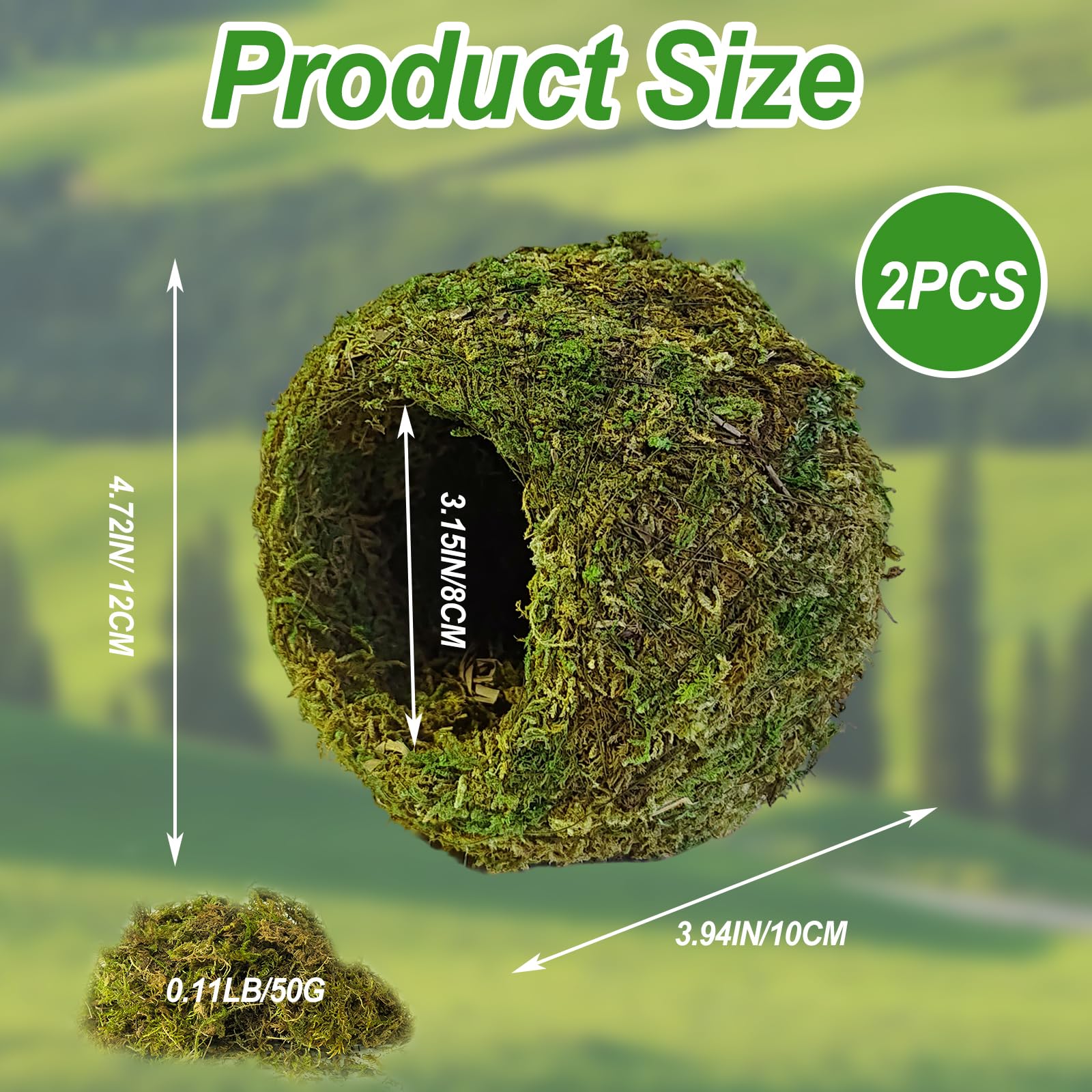 Gxsdj 2pcs Crested Gecko Hide,Reptile Mossy Caves Hideout,Leopard Gecko Humid Hide,Natural Moss Cave Hiding Decor Tank Accessories for Reptiles, Amphibians,Invertebrates,Lizard,Frog - image 5