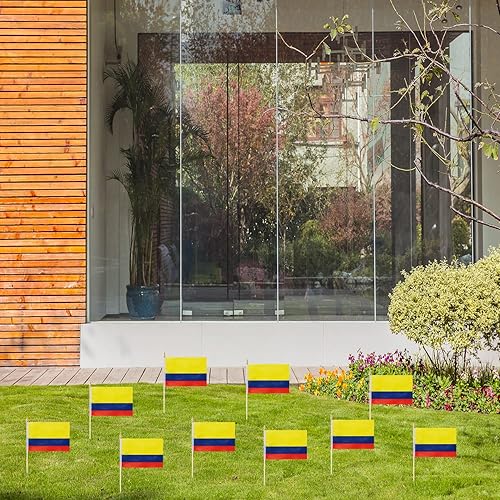 Miniatura 6 de Paquete de 25 banderas pequeñas de madera con bandera colombiana de Colombia, adecuada para varias fiestas de vacaciones, Juegos Olímpicos, Copa del