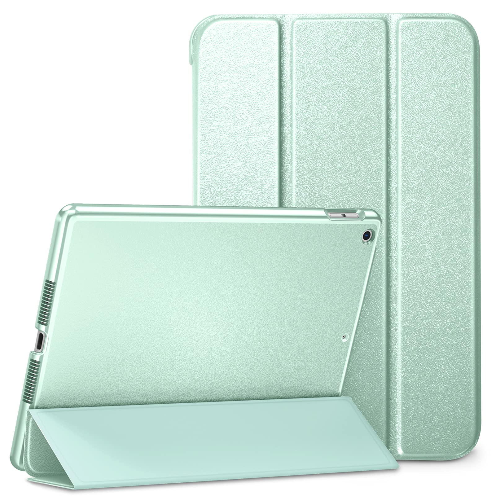DTTOfor iPad 9th/8th/7th Generation 10.2 inch 2021/2020/2019 Case, Premium Silk Pattern Slim Trifold Stand Cover - Lightweight Smart Auto Wake/Sleep Shell with Protective Hard Back, Matcha Green
