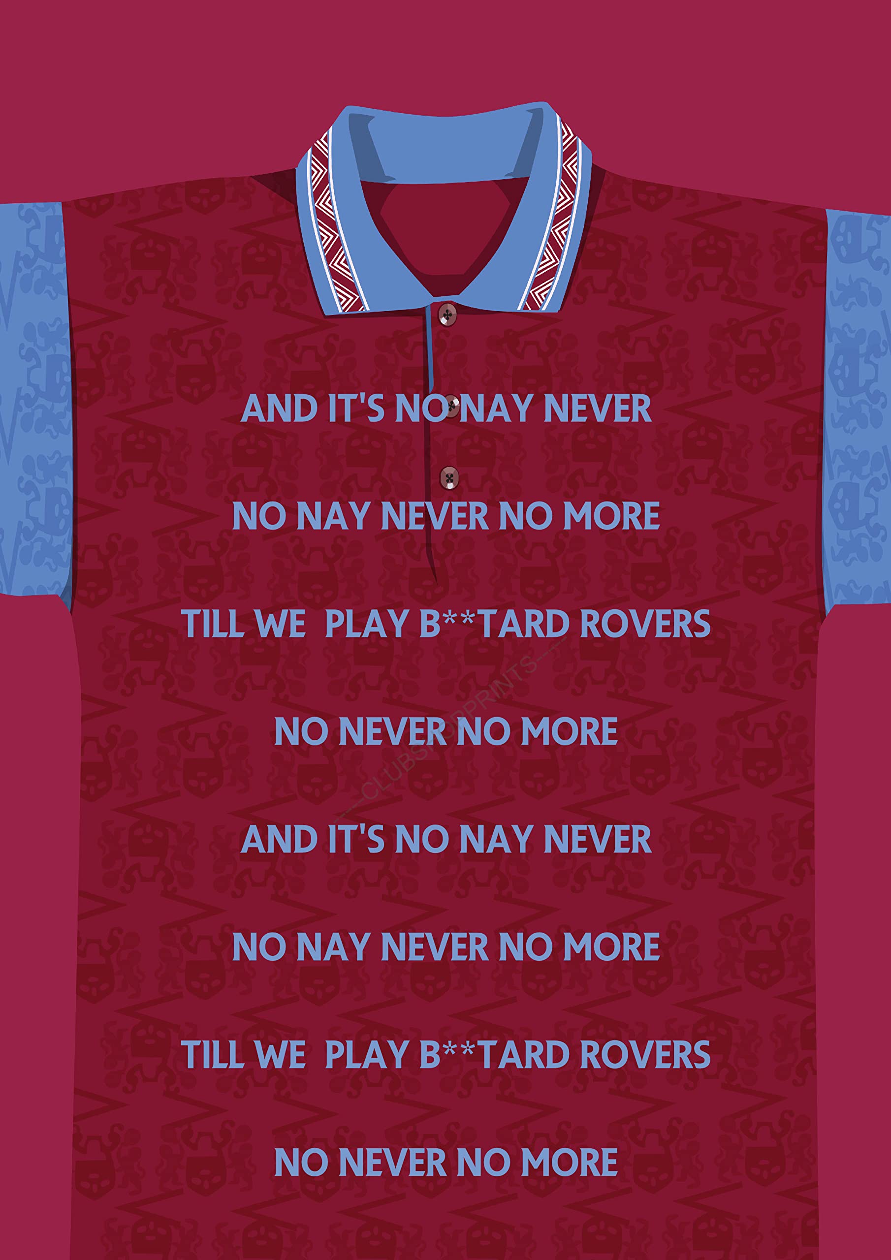 GenericBurnley fans song/shirt art print. Size A4