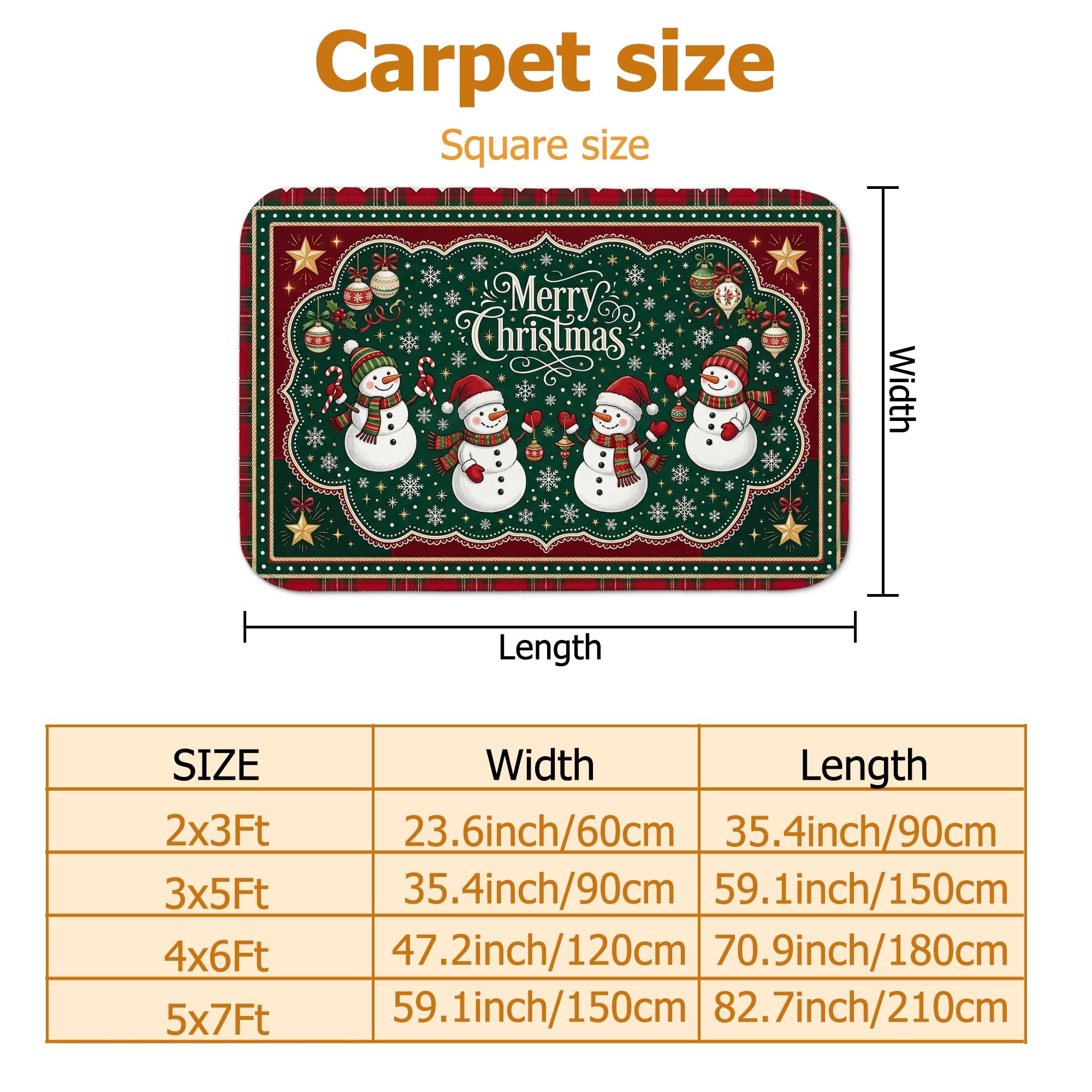 Merry Christmas - Alfombra de área con cita de muñeco de nieve de 5 x 7