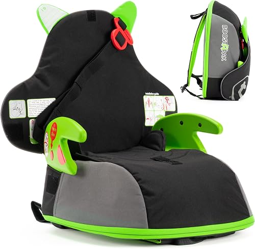 Trunki BoostApak | Kid's Travel Backpack and Portable Child Car Booster Seat | Group 2-3 | Ages 4 – 12 Years (Green)