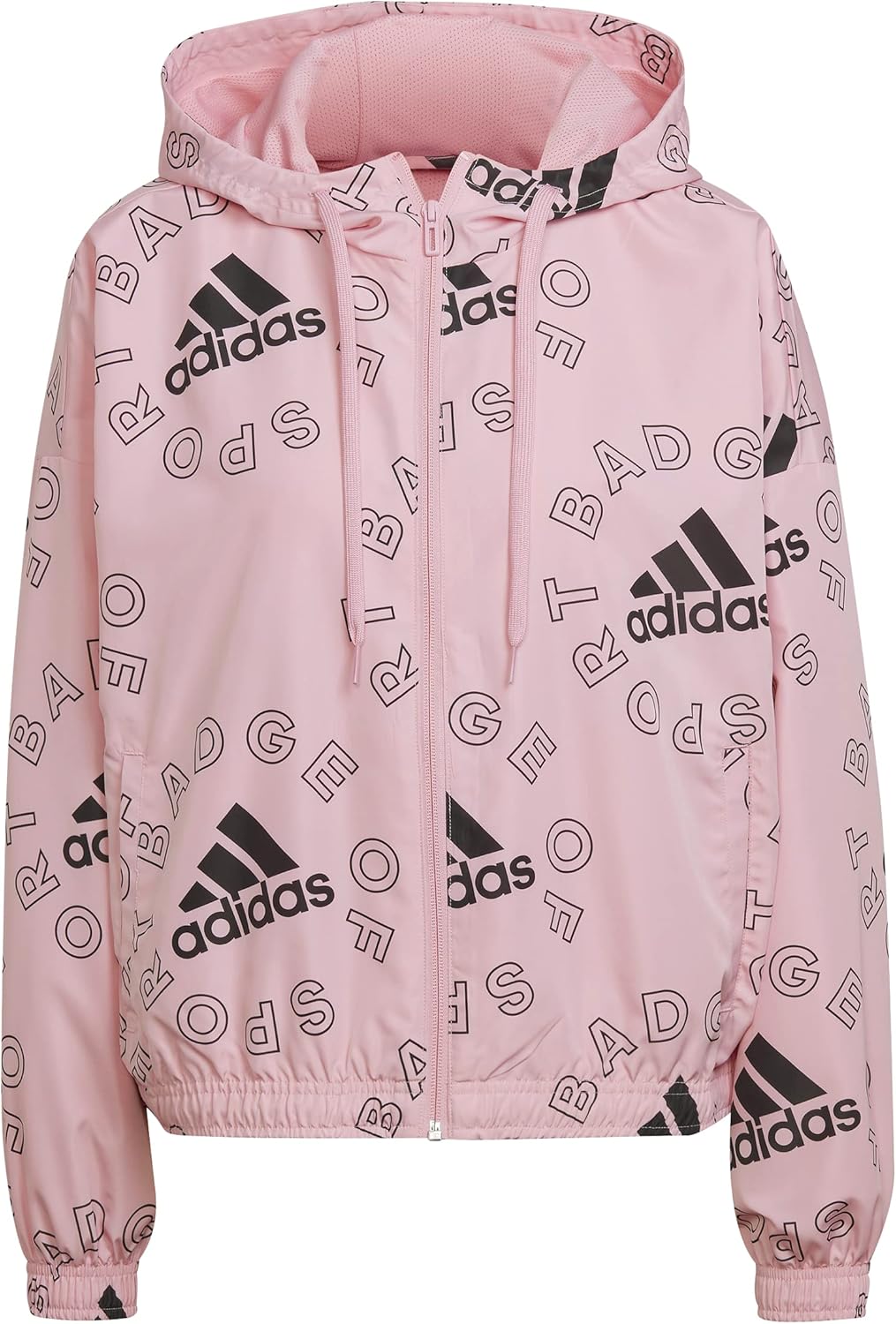 adidas womens Essentials Logo All Over Print Loose Fit WindbreakerWindbreaker