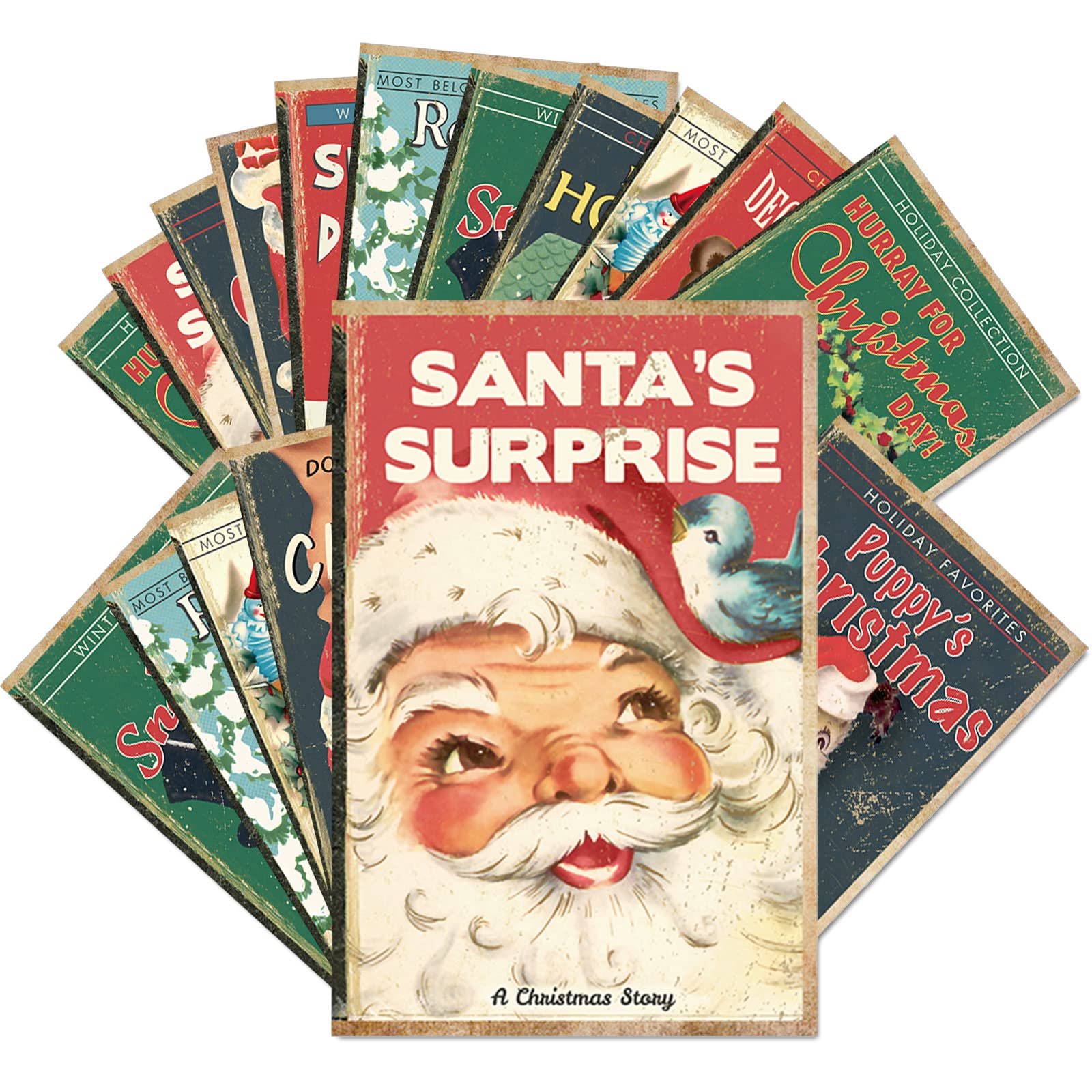 AnyDesign 40 Pack Retro Christmas Greeting Cards Vintage Xmas Cards with Envelopes Stickers Santa Claus Snowman Blank Note Cards for All Occasions New