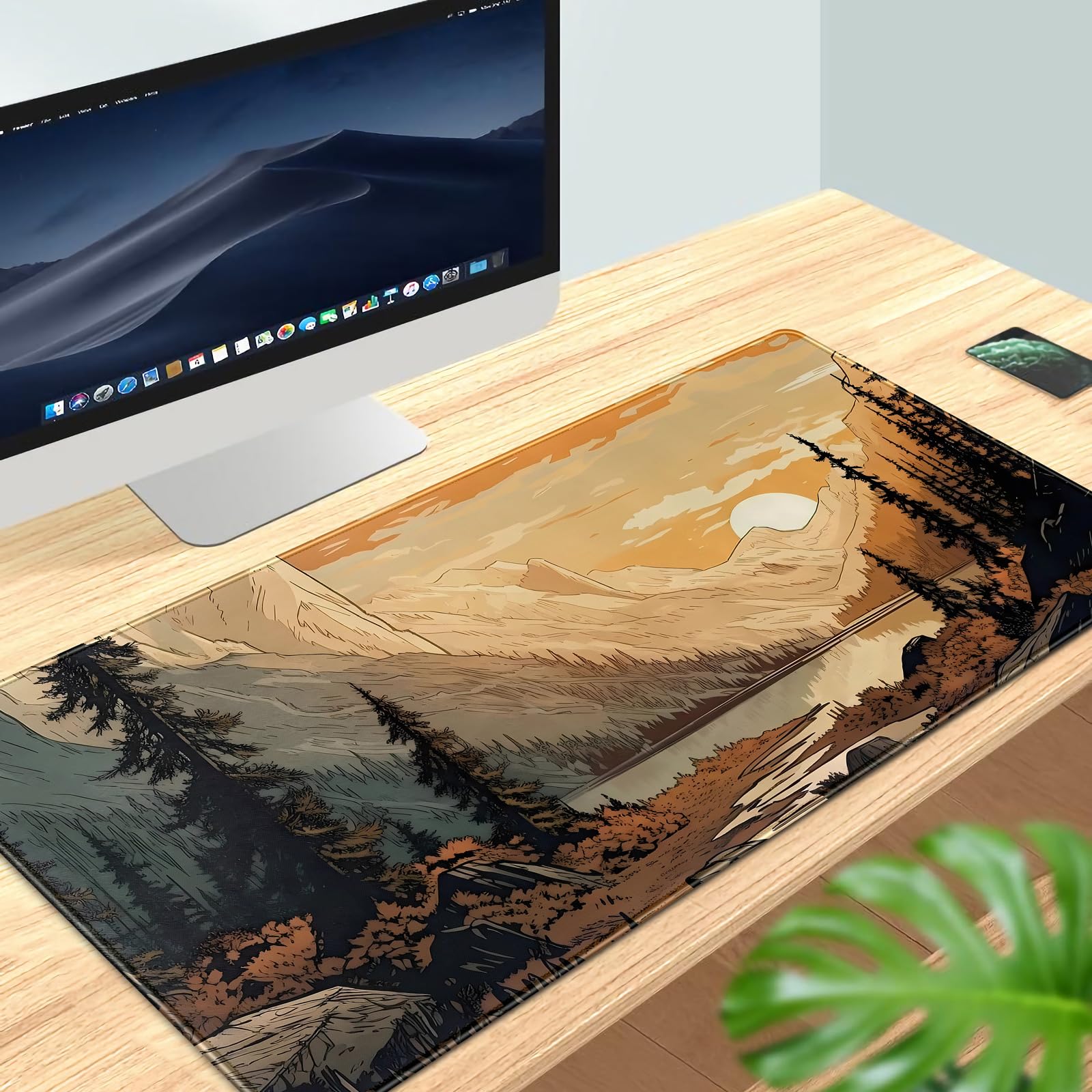 Amazon.com: Sunset Mountains Desk Mat Aesthetic Large Mouse Pad