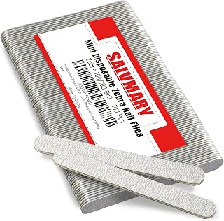 SALVMARY Zebra Nail Files 100/180 Grit 5" Double Sided Disposable Emery Boards 100 Pack Manicure Pedicure Tools