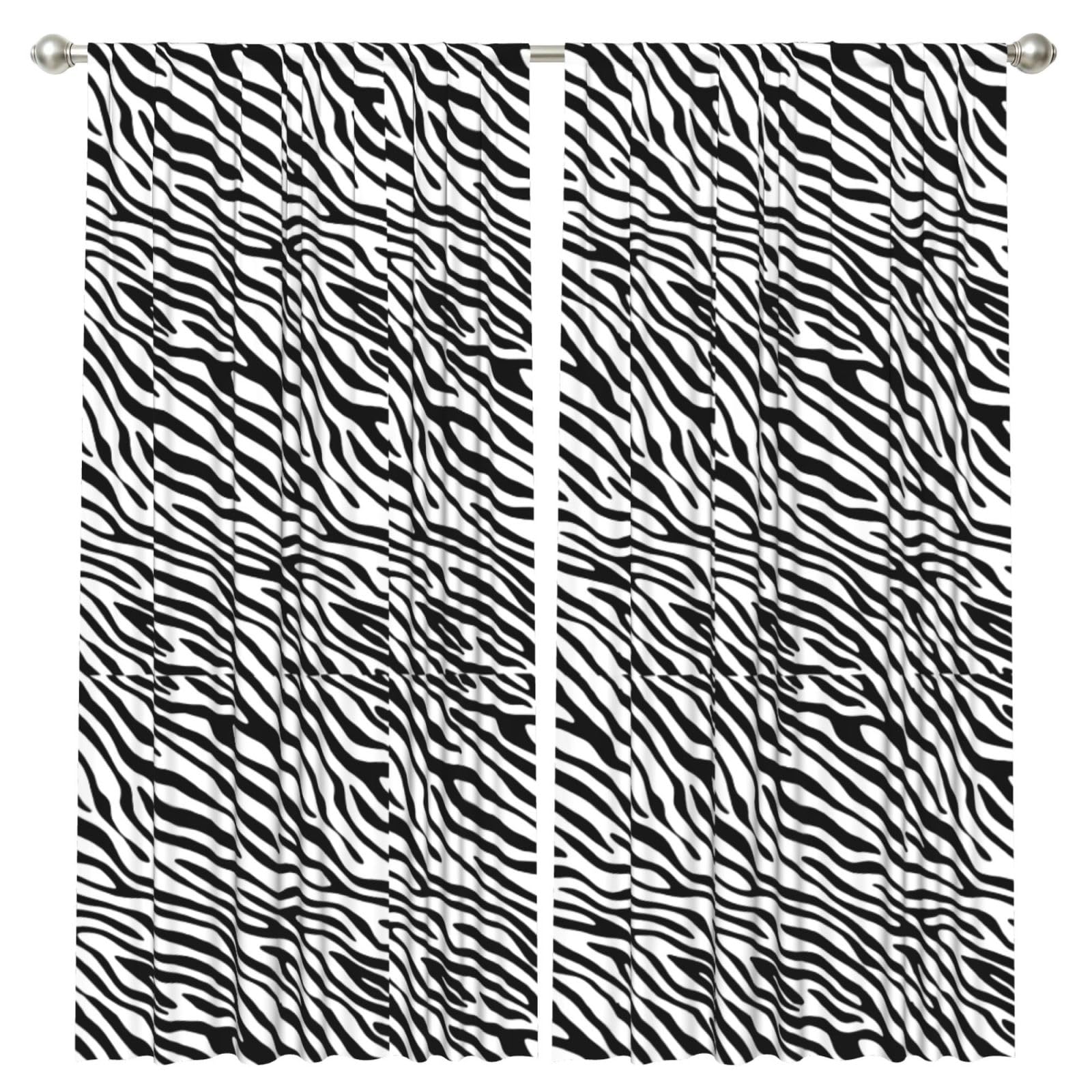 InOmak Basic Zebra, 2 Panels Window Curtains 52 x 84 Inch Blackout Curtains for Living Room Bedroom