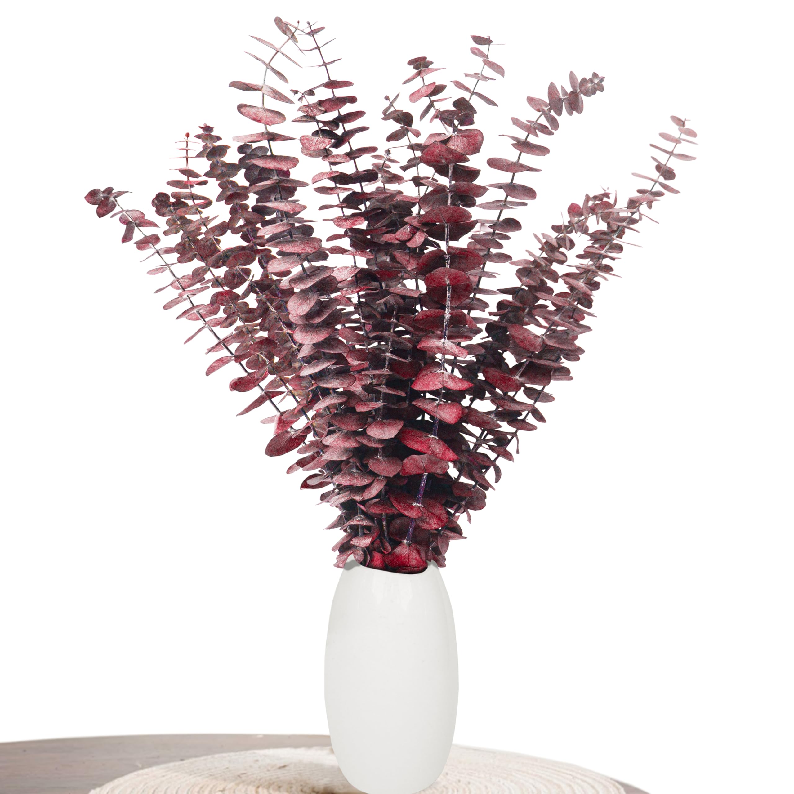 Decoración de eucalipto Aufisi - 22 Piezas de eucalipto seco (43 cm +), eucalipto seco para decoración, Bodas, Accesorios para el hogar, arreglo de Flores secas, Rojo