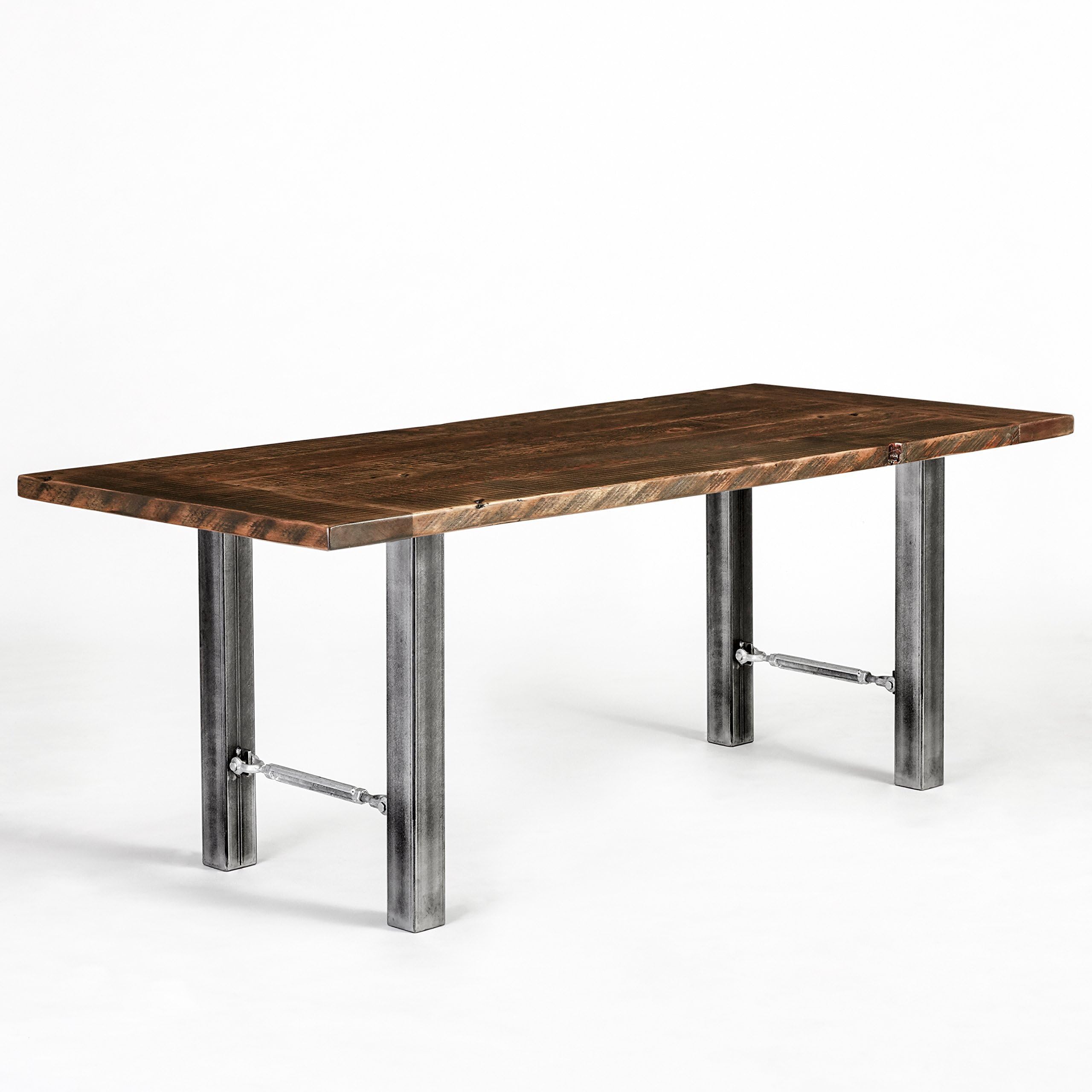 WOOD TABLE | RECLAIMED WOOD AND HAND-FORGED STEEL CUSTOMIZABLE CONFERENCE DINING TABLE INDUSTRIAL H BASE | MADE IN USA | URBAN RECLAMATIONS