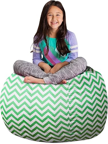 Miniatura 106 de Posh Stuffable - Sillón puff con almacenamiento para niños, contenedor de animales de peluche, organizador de juguetes de niños Lienzo Burbujas Azul