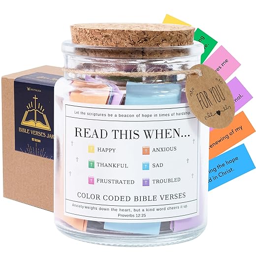 Read This When Bible Verses Jar – Easter Basket Stuffers, Easter, Birthday, Christian Gifts for Women; Mothers Day Gifts For Mom, Graduations Gift For Her