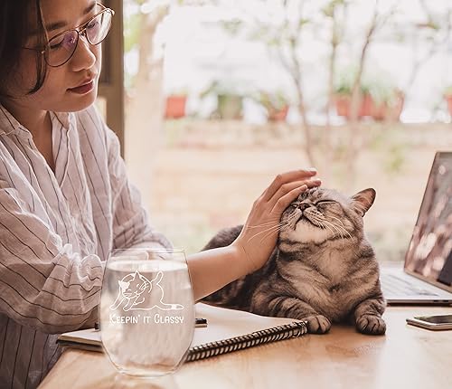 Miniatura 4 de Happy Hour Glassware by Susquehanna Glass Company - Keepin It Classy - Gato 21 onzas copa de vino sin tallo satén juego de 4