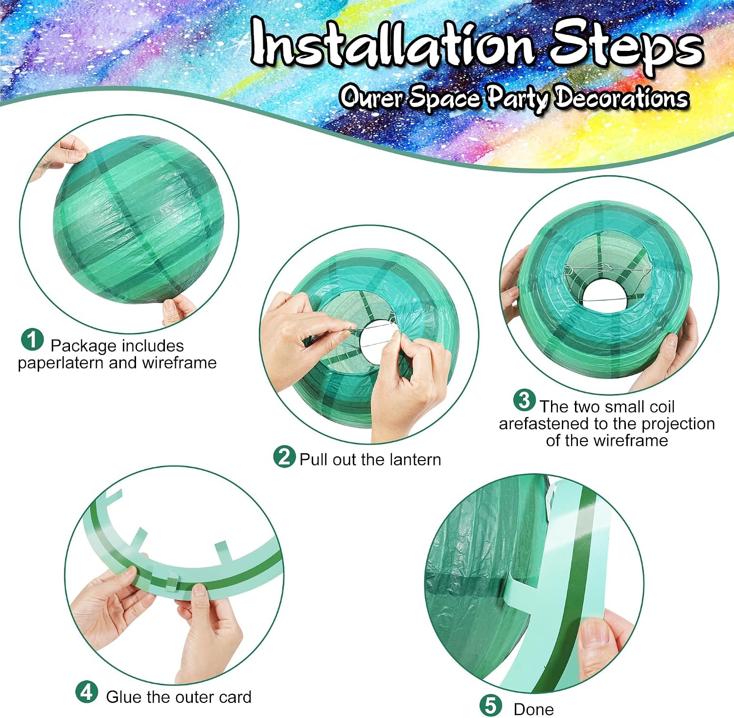 Space Planet Paper Lanterns 10PCS, Solar System Hanging Decor Space Party | 10PCS Planet Paper Lanterns with Solar System Designs, Space Party Decorations for Classroom, Birthday and Kids Room