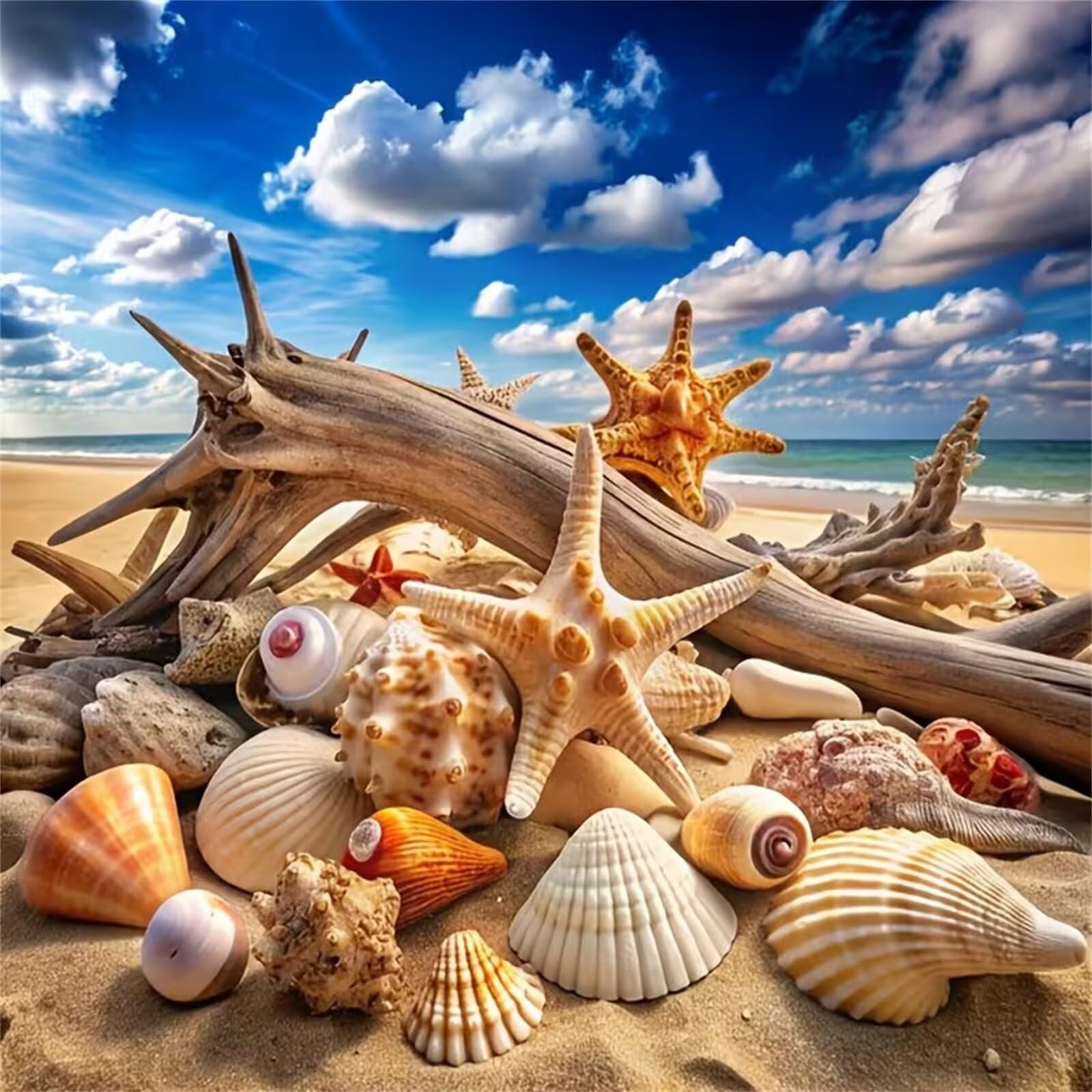 Jinmer Zestaw artystyczny z diamentami dla dorosłych, 5D, plaża, muszla, sceneria, zestawy do malowania diamentowego, DIY, haft krzyżykowy, pełne wiercenie, sztuka, rzemiosło, obraz, dom, dekoracja