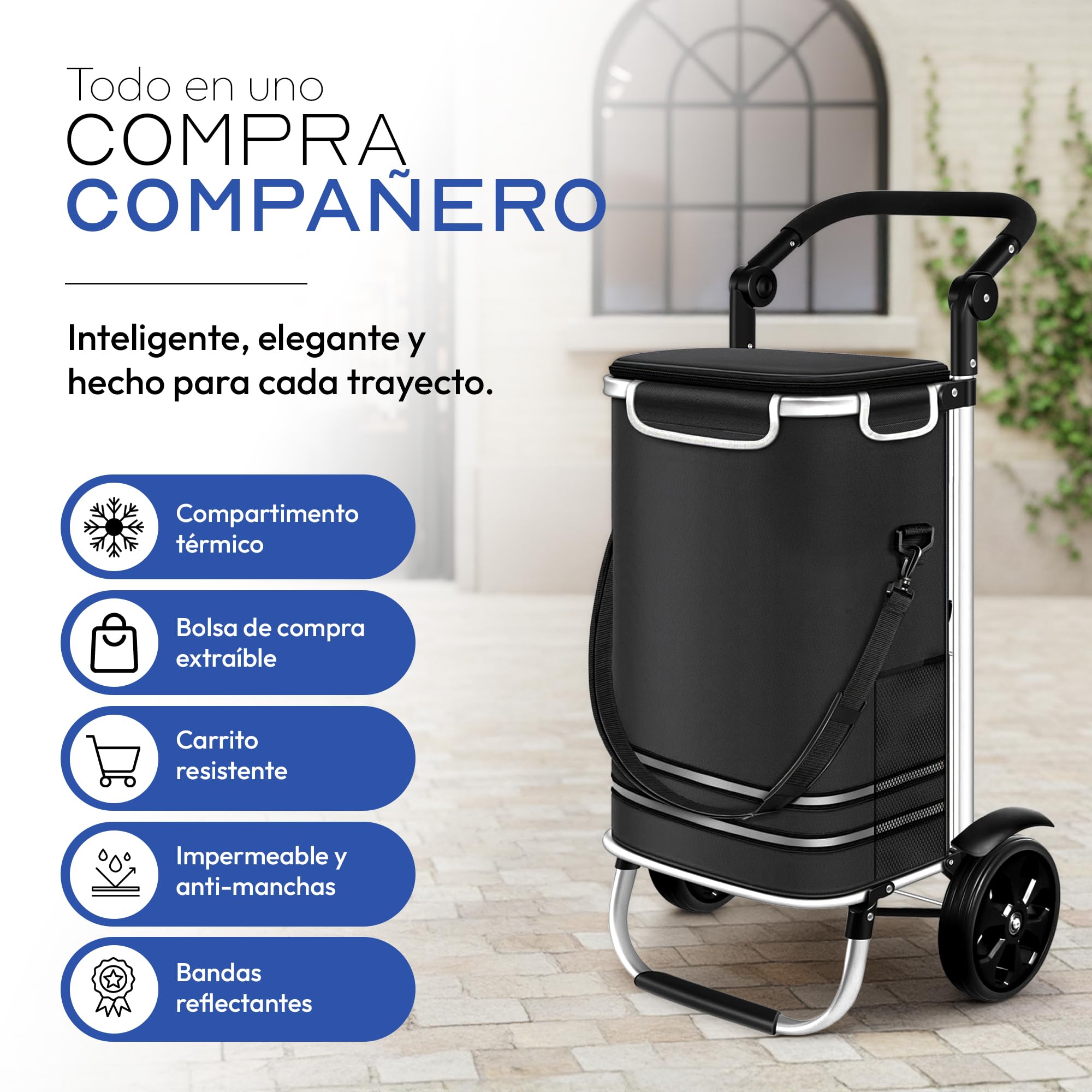 Dimono® Carro de la Compra Plegable 3 en 1, 56 l con Bolsa Nevera