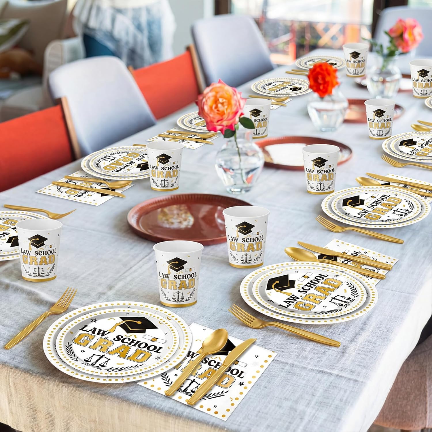 Yungyan 175 Pcs Law School Graduation Plates and Napkins Set 2026 Graduation Party Supplies Tableware Set Include Disposable Paper Plate Napkin Cup Plastic Cutlery for Grad Party Decoration, Serve 25