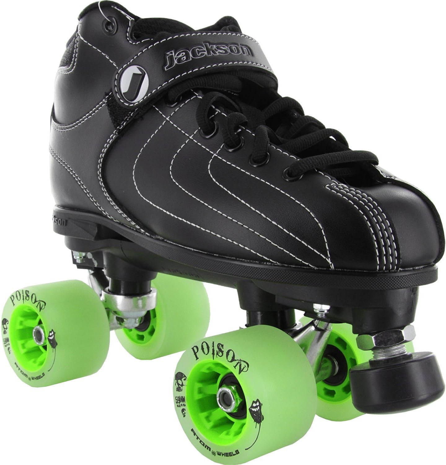 New! Jackson Vibe Black on Black Quad Roller Speed Skates (Mens 5)