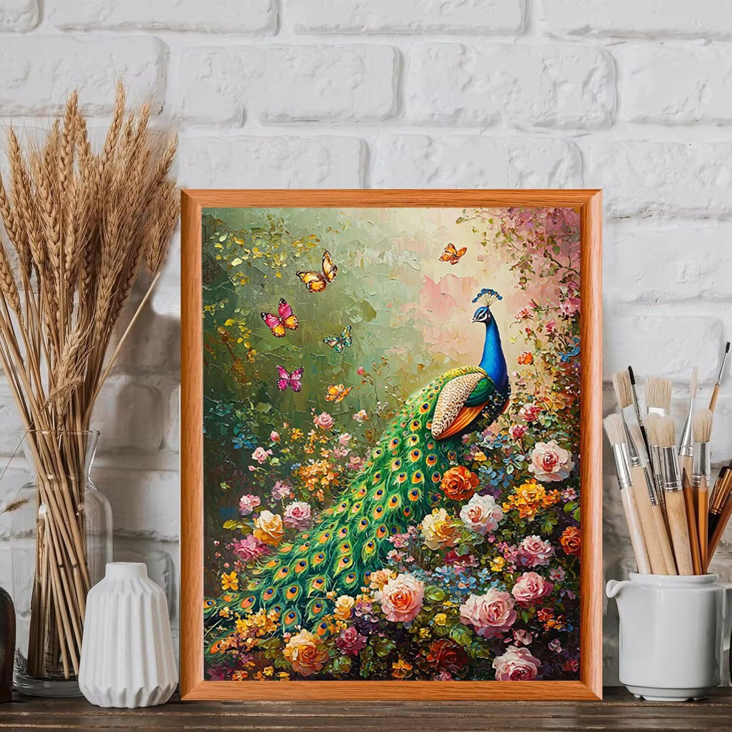 WEISHIWE Fiori di pavone Dipingere con i Numeri per Adulti, 70x90cm a-558 | Paint by Numbers Kit con Pennelli e Acrilico Pigmento, Fai da te Olio La Pittura di Numeri Kit, Decora la Casa, senza Cornice